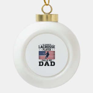 Funny Lacrosse Dad American Flag Vintage Shirt Des Ceramic Ball Christmas Ornament