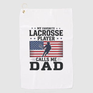 Funny Lacrosse Dad American Flag Vintage Shirt Des Golf Towel
