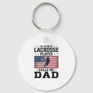 Funny Lacrosse Dad American Flag Vintage Shirt Des Keychain