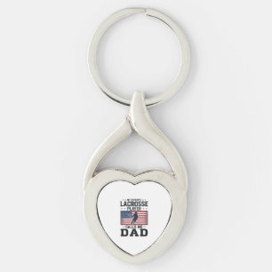 Funny Lacrosse Dad American Flag Vintage Shirt Des Keychain