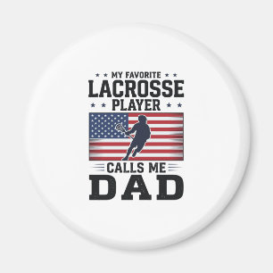 Funny Lacrosse Dad American Flag Vintage Shirt Des Magnet