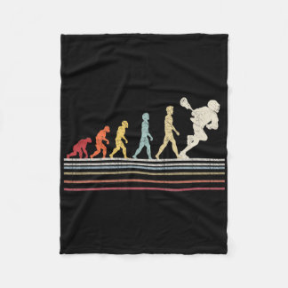 Funny Lacrosse Evolution Of Man Sport Retro Vintag Fleece Blanket