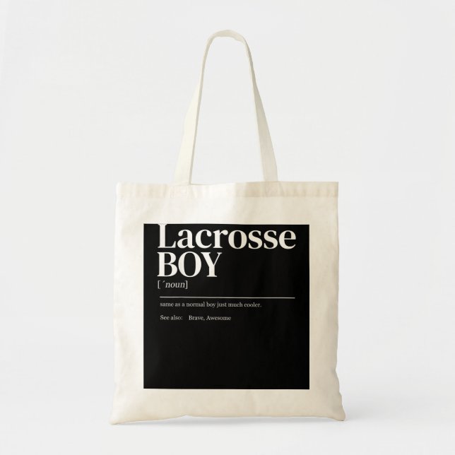 Funny Lacrosse quote definition men youth boy Tote Bag (Front)