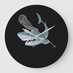 Funny Lacrosse Shark Lacrosse Shark Lovers Large Clock