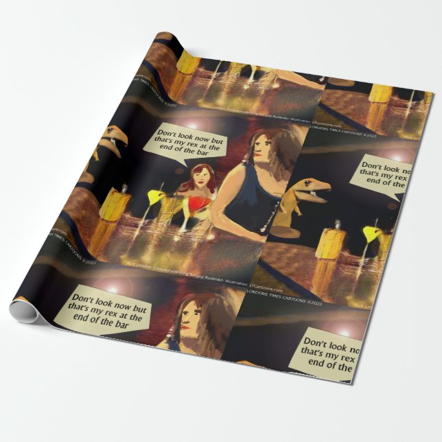 Funny Ladies Night Out With T-rex  Wrapping Paper (Unrolled)
