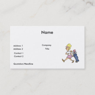 funny lady golfer cartoon graphic business card
