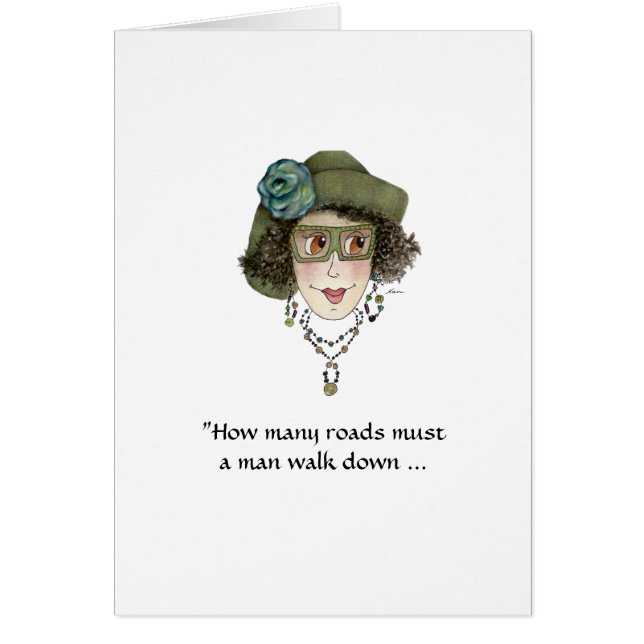 Funny Lady Questions Lost Man Card (Devant)