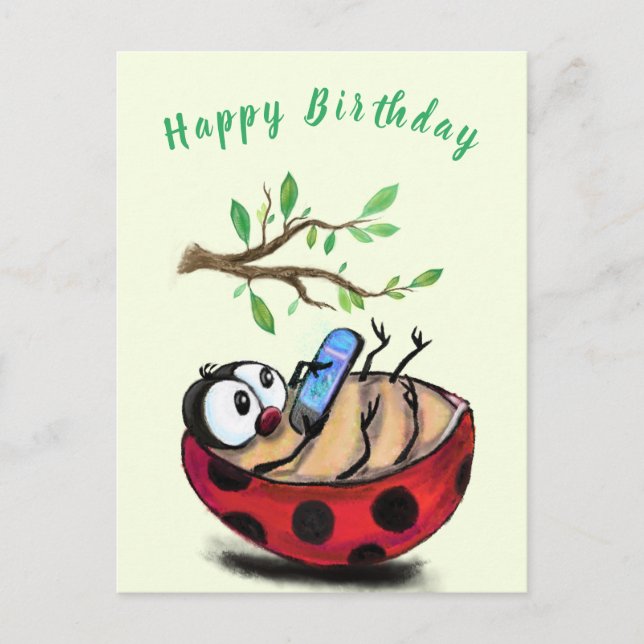 Funny Ladybug Birthday Card (Front)