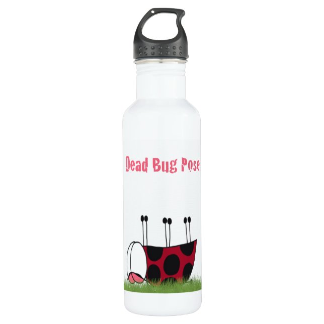 Funny Ladybug Dead Bug Yoga Pose 710 Ml Water Bottle (Front)