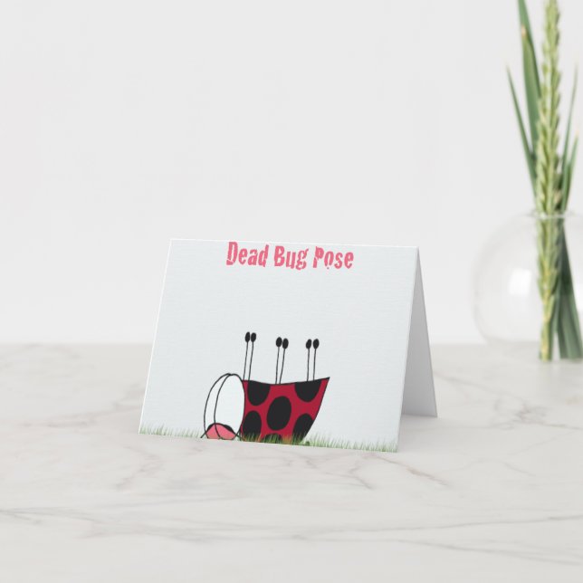 Funny Ladybug Dead Bug Yoga Pose Card (Front)