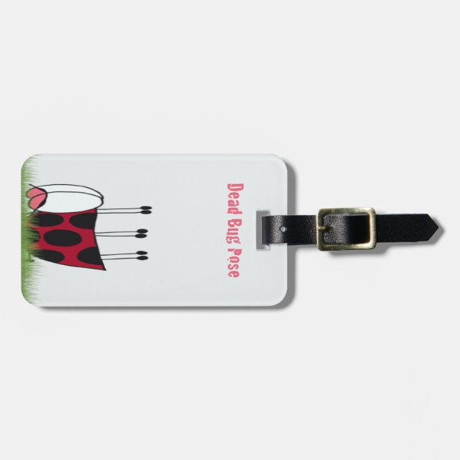 Funny Ladybug Dead Bug Yoga Pose Luggage Tag (Front Horizontal)