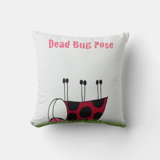 Funny Ladybug Dead Bug Yoga Pose Throw Pillow (Front)