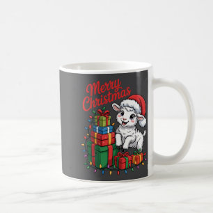 Funny Lamb Santa Hat Animals Lovers Ugly Christmas Coffee Mug