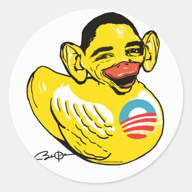 Funny Lame Duck Potus Obama Gear Classic Round Sticker (Front)