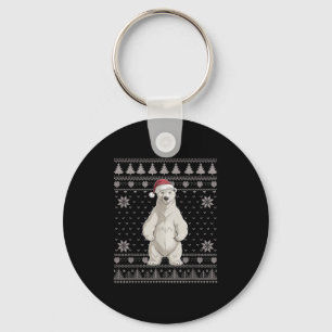 Funny Lar Bear Ugly Christmas Sweater Santa Xmas P Keychain