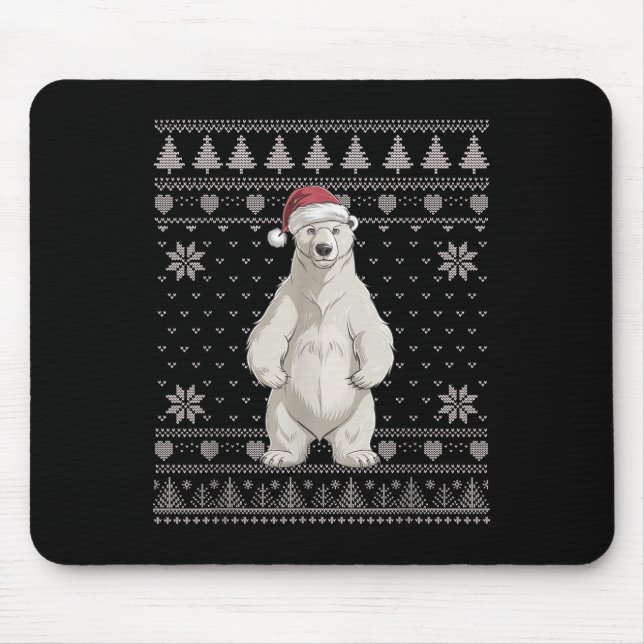 Funny Lar Bear Ugly Christmas Sweater Santa Xmas P Mouse Pad (Front)