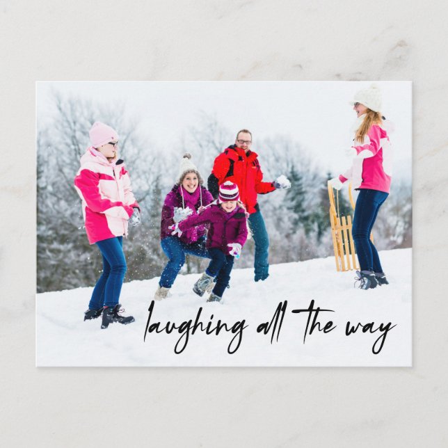 Funny Laughing All The Way Holiday Photo Postcard (Front)