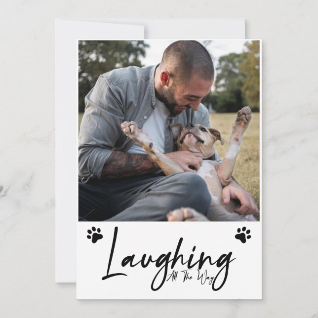 Funny Laughing All The Way Pet Five Photo Holiday Card (Front)