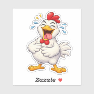 Funny Laughing Chicken Custom-Cut Vinyl Sticker