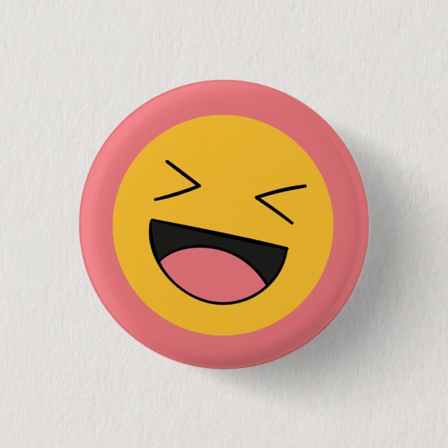 Funny Laughing Emoji Face 1 Inch Round Button (Front)