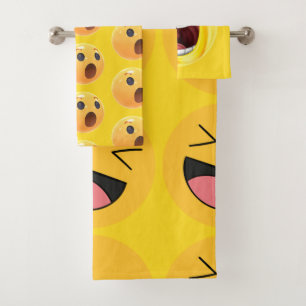 Funny Laughing Emoji Face Bath Towel Set