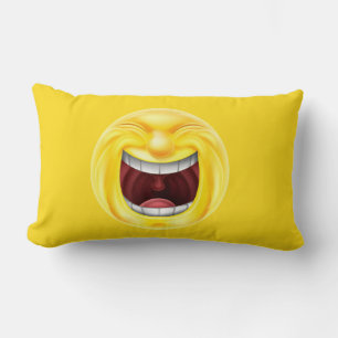 Funny Laughing Emoji Face Lumbar Pillow