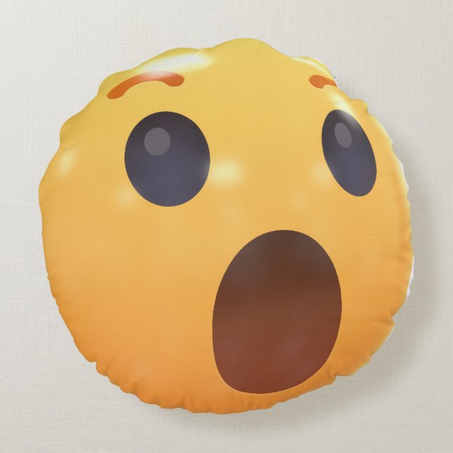 Funny Laughing Emoji Face Round Pillow (Back)