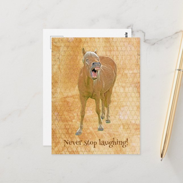 Funny laughing horse, custom  postcard (Front/Back In Situ)