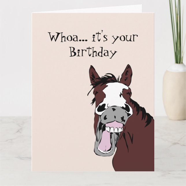 Funny Laughing Horse Getting old humor Card (Front)