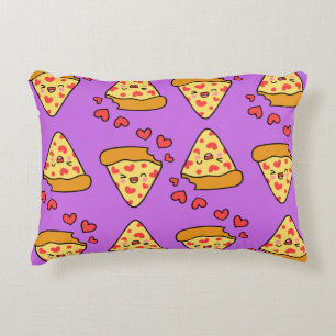 Funny laughing pizza pattern purple kids girl boy accent pillow