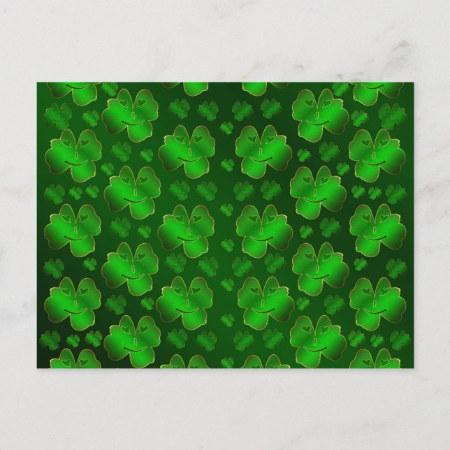 funny, laughing, shamrocks, green, st patricks day postcard (Front)