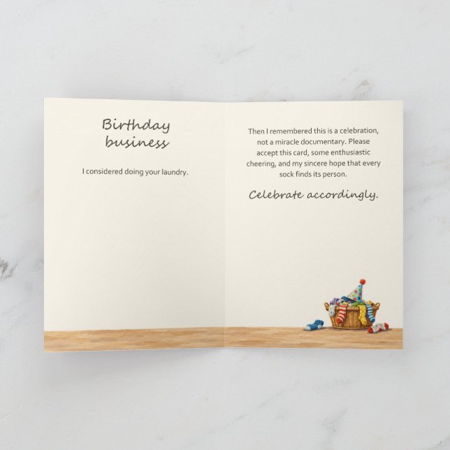 Funny Laundry Birthday Card (Inside)