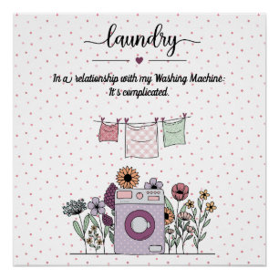 Funny laundry mom on colourful polka dots  poster