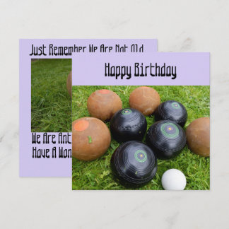 Funny Lavender Lawn Bowls, Flat Birthday Card