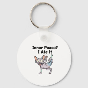 Funny Lavender Sphynx Cat Cartoon Art Keychain