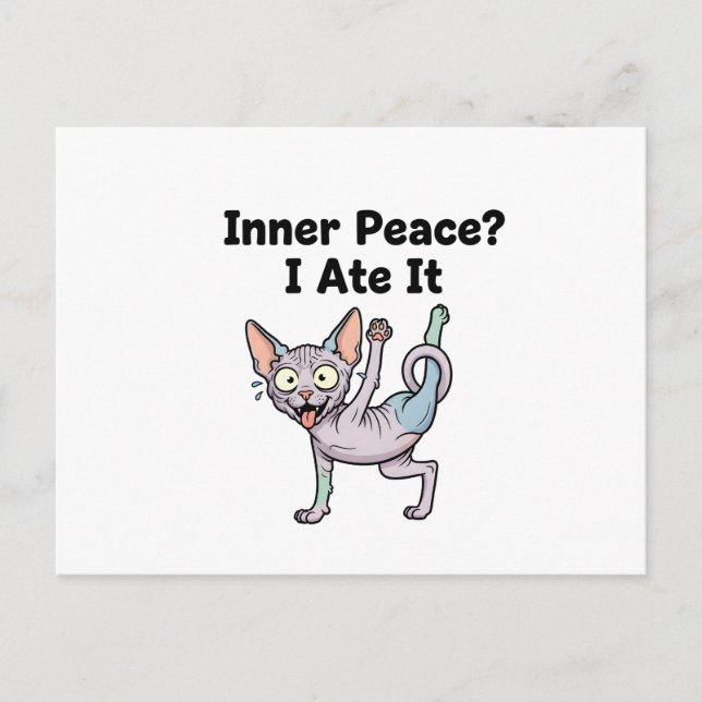 Funny Lavender Sphynx Cat Cartoon Art Postcard (Front)