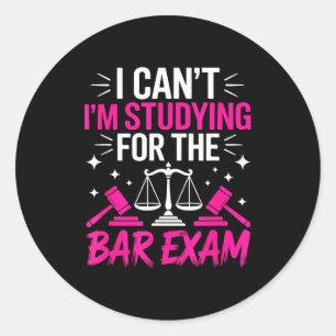 Funny Law School Student Gift - Can't Studying For Classic Round Sticker