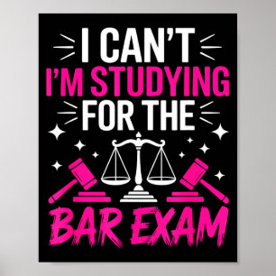 Funny Law School Student Gift - Can't Studying For Poster