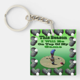 Funny Lawn Bowls, Acrylic Keyring