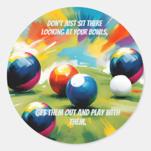 Funny Lawn Bowls Color Splash,  Classic Round Sticker