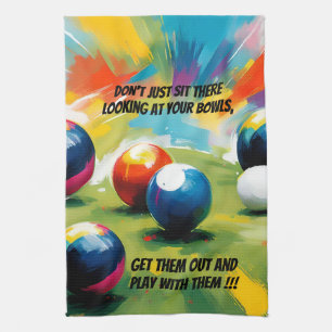 Funny Lawn Bowls Colour Splash, Kitchen Towel