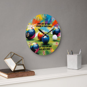 Funny Lawn Bowls Colour Splash, Large Clock