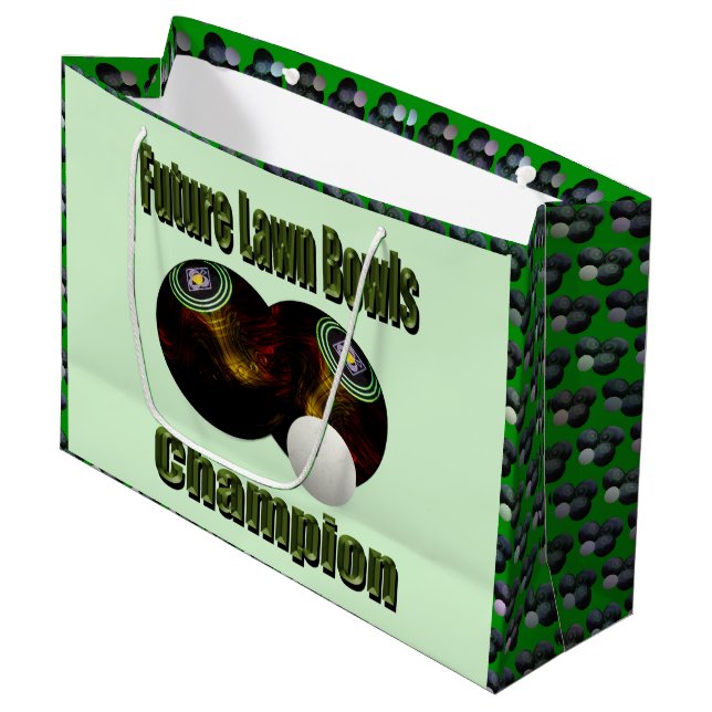 Funny Lawn Bowls Future Champion, Large Gift Bag (Front Angled)