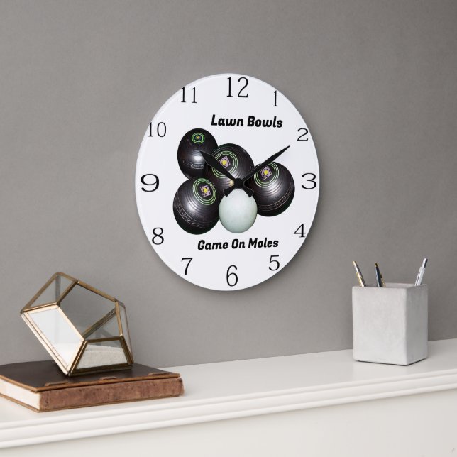 Funny Lawn Bowls Game On M...., Wall Clock (Office)