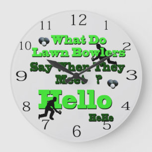 Funny Lawn Bowls Greeting, Wall Clock