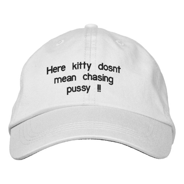 Funny Lawn Bowls Here Kitty Logo. Embroidered Hat (Front)