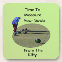 Funny Lawn Bowls Measuring Time, Coasters