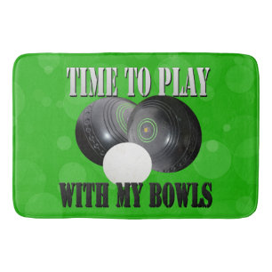 Funny Lawn Bowls Play Time, Bath Mat