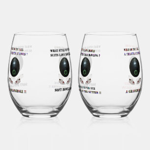 Funny Lawn Bowls Puns, Stemless Wine Glass
