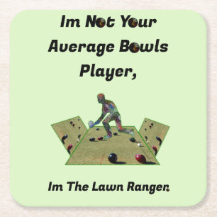 Funny Lawn Bowls Ranger, Square Paper Coaster